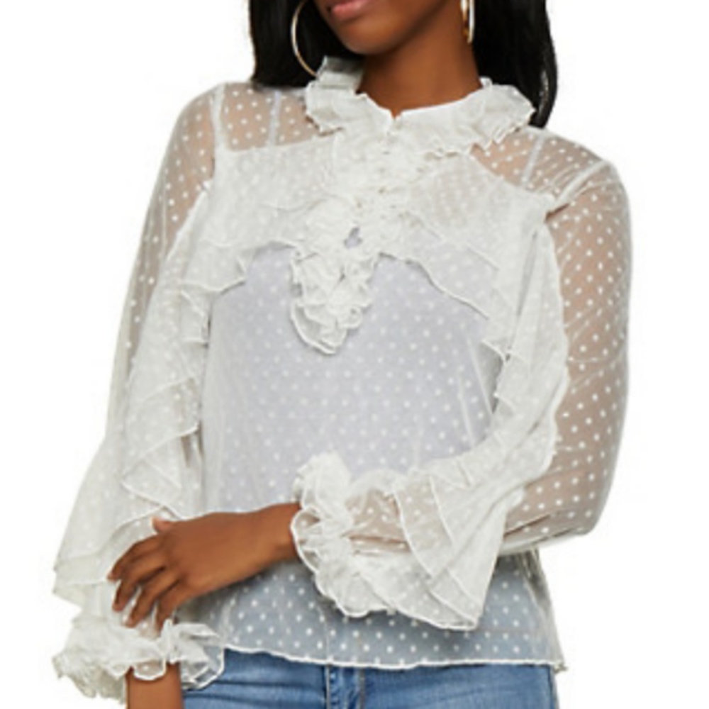 Bella Prima Sheer Ruffle Blouse (more colors)